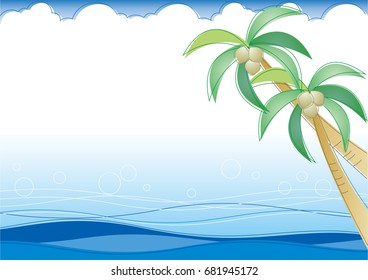 Palm tree and sea - summer image / Vector material of background