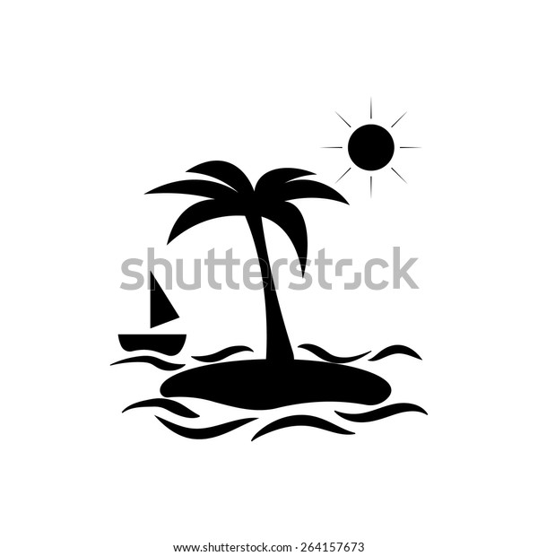 Palm Tree Palm Sea Sun Boat Stock Vector Royalty Free