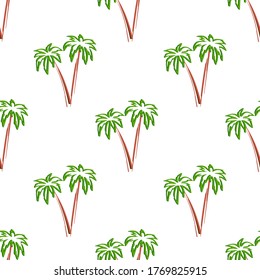 Palm tree. Seamless model Vector Illustration on a white background.