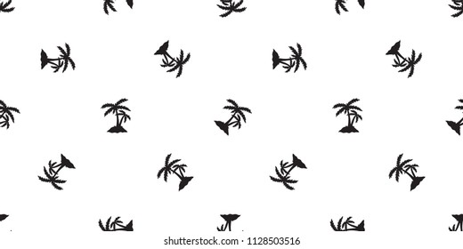 palm tree seamless pattern coconut tree vector island beach summer tropical tile background scarf isolated repeat wallpaper illustration