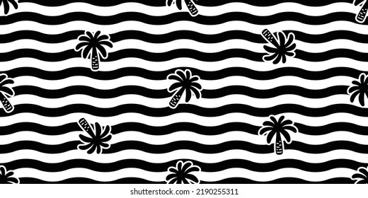 palm tree seamless pattern coconut tree wave vector island tropical gift wrapping paper beach ocean summer scarf isolated tile background repeat wallpaper cartoon doodle illustration design