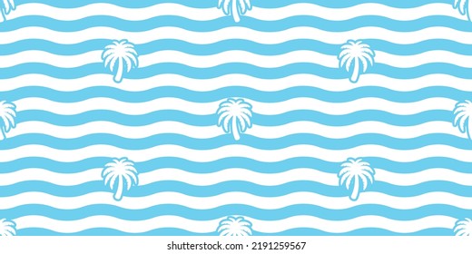 palm tree seamless pattern coconut tree wave vector island tropical gift wrapping paper beach sea summer scarf isolated tile background repeat wallpaper cartoon doodle illustration design