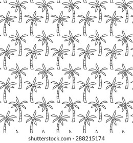 Palm tree seamless pattern. monochrome vector illustration.