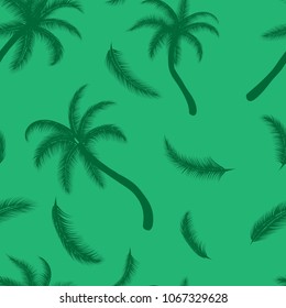 palm tree seamless pattern on green background for summer - vector illustration