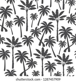 Palm tree seamless pattern on a white background. Vector illustrations