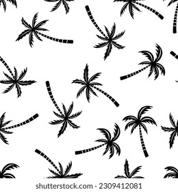 Palm tree seamless pattern on white background