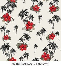 palm tree seamless pattern on background
