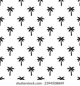 Palm tree seamless pattern. Repeating cute palms print. Repeated modern background. Flowers design prints. Sample texture black and white small silhouette. Repeat simple swatch. Vector illustration