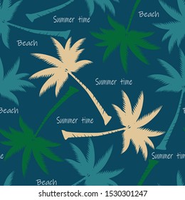 Palm tree seamless pattern with summer time text design