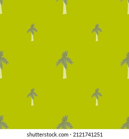 Palm tree seamless pattern. Tropical background . Repeated texture in doodle style for fabric, wrapping paper, wallpaper, tissue. Vector illustration.