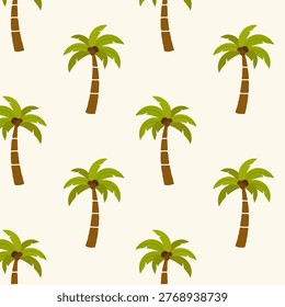 Palm Tree Seamless Pattern Tropical Beach Summer Island Nature Coconut Palm Background