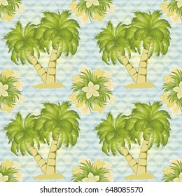 Palm tree seamless pattern, vector illustration