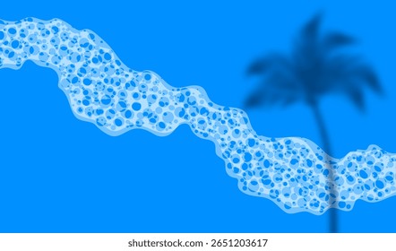 Palm tree shadow on sandy beach. Surf strip. Vector summer background
