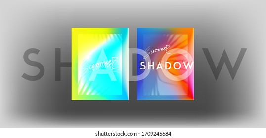 Palm tree shadows on colorful background. Vector illustration