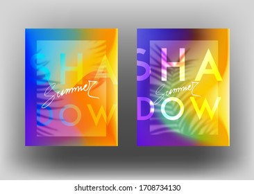 Palm tree shadows on multicolor background. Vector illustration
