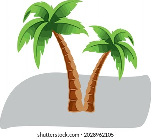 palm tree shaped vektor design on the beach