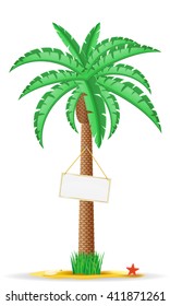 palm tree with a sign vector illustration isolated on white background
