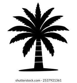 Palm tree sihlouette isolated on white background