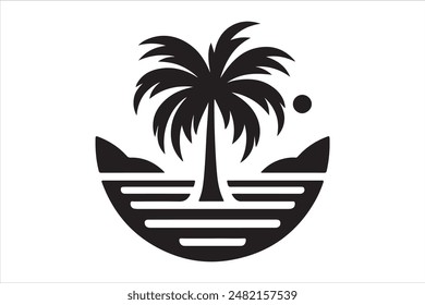 Palm Tree silhouete black colour vector illustration 