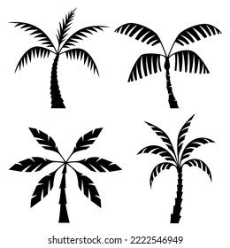 palm tree silhouette, black simple pictogram on white background