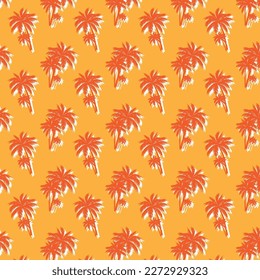 Palm tree silhouette, coconut tree, orange background, summer Exotic illustration for summer design, beach swimwear fabric, wallpaper.fabric pattern.fabric pattern


