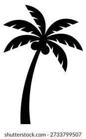 Silueta de la palmera con los cocos para el diseño exótico de la naturaleza y del viaje de las vacaciones de la playa del verano del tema tropical de la isla
