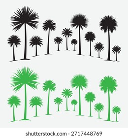 Palme Silhouette Sammlung, Vektor schwarz und grün Design