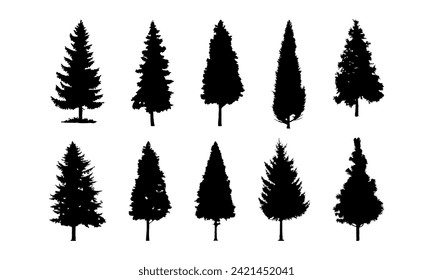Conjunto de elementos de silueta de árbol de palma
