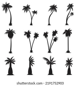 Palm tree silhouette elements set vector illustration for your company or brand