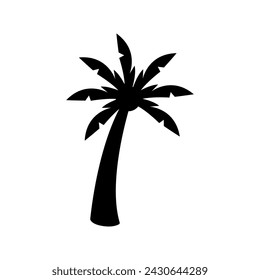 Palm tree silhouette flat vector icon