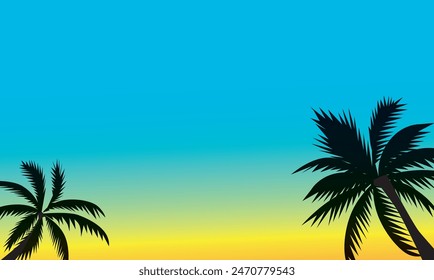 Palm tree silhouette and gradient sky