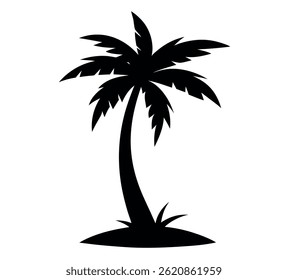 Icono de silueta de palmera en estilo plano. Perfecto para diseños tropicales, logotipos de playa, temas de verano, gráficos de viajes, impresiones y uso de Web