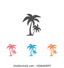 Palm tree silhouette icon set. simple flat vector illustration