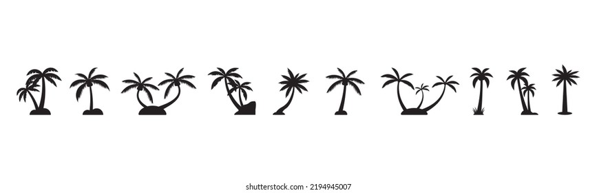 Palm Tree silhouette icon set design template vector illustration