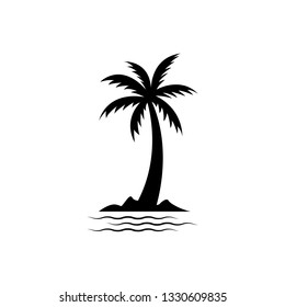 Palm tree silhouette icon. simple flat vector illustration