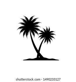 Palm tree silhouette icon. simple flat vector illustration
