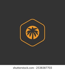 Palm tree silhouette icon. simple flat vector illustration.Palm Logo Design Vector 