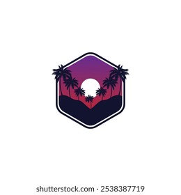 Palm tree silhouette icon. simple flat vector illustration.Palm Logo Design Vector 