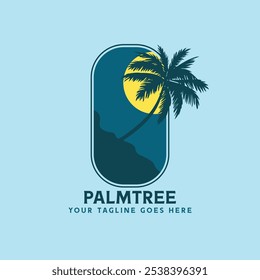 Palm tree silhouette icon. simple flat vector illustration.Palm Logo Design Vector 