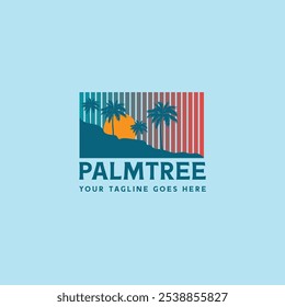 Palm tree silhouette icon. simple flat vector illustration.Palm Logo Design Vector 