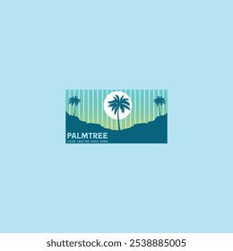 Palm tree silhouette icon. simple flat vector illustration.Palm Logo Design Vector 
