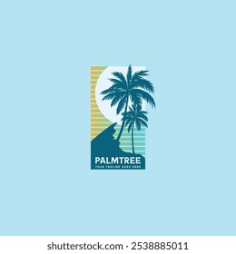 Ícone de silhueta da palmeira. ilustração simples do vetor plano.Palm Logo Design Vetor 
