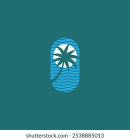 Palm tree silhouette icon. simple flat vector illustration.Palm Logo Design Vector 