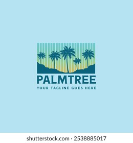 Palm tree silhouette icon. simple flat vector illustration.Palm Logo Design Vector 