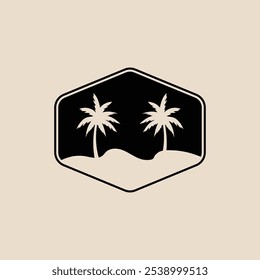Ícone de silhueta da palmeira. ilustração simples do vetor plano.Palm Logo Design Vetor 