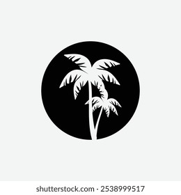 Palm tree silhouette icon. simple flat vector illustration.Palm Logo Design Vector 