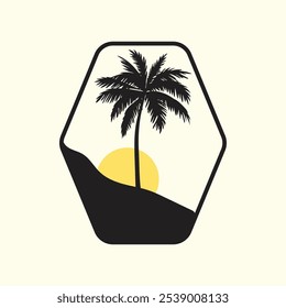 Palm tree silhouette icon. simple flat vector illustration.Palm Logo Design Vector 