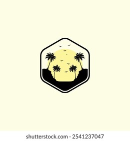 Palm tree silhouette icon. simple flat vector illustration.Palm Logo Design Vector 