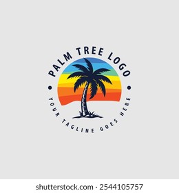Palm tree silhouette icon. simple flat vector illustration.Palm Logo Design Vector 