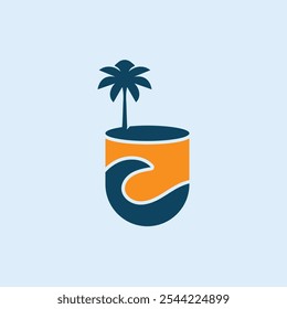 Palm tree silhouette icon. simple flat vector illustration.Palm Logo Design Vector 